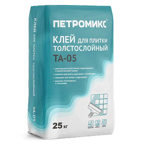 Клей для плитки толстослойный Петромикс ТА-05 25 кг