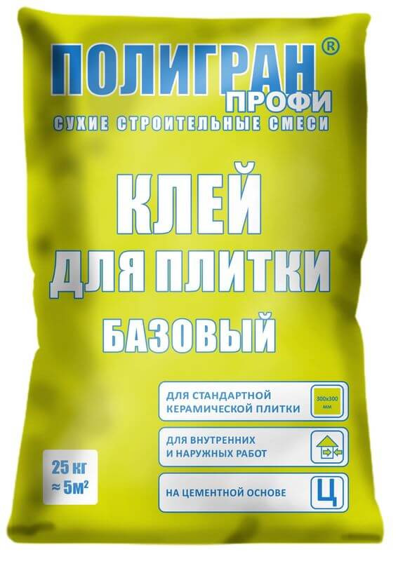 Клей ПОЛИГРАН ПРОФИ Базовый, для стандартной керамической плитки 25 кг