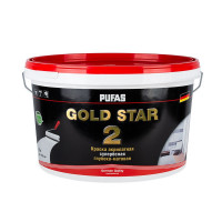Краска акрилатная супербелая Pufas Gold Star 2 гл/мат мороз. 2 (9 л)
