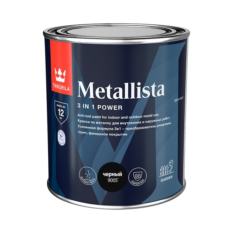 Краска по ржавчине Tikkurila Metallista черная (0,8 л) Краска по ржавчине Tikkurila Metallista черная (0,8 л)