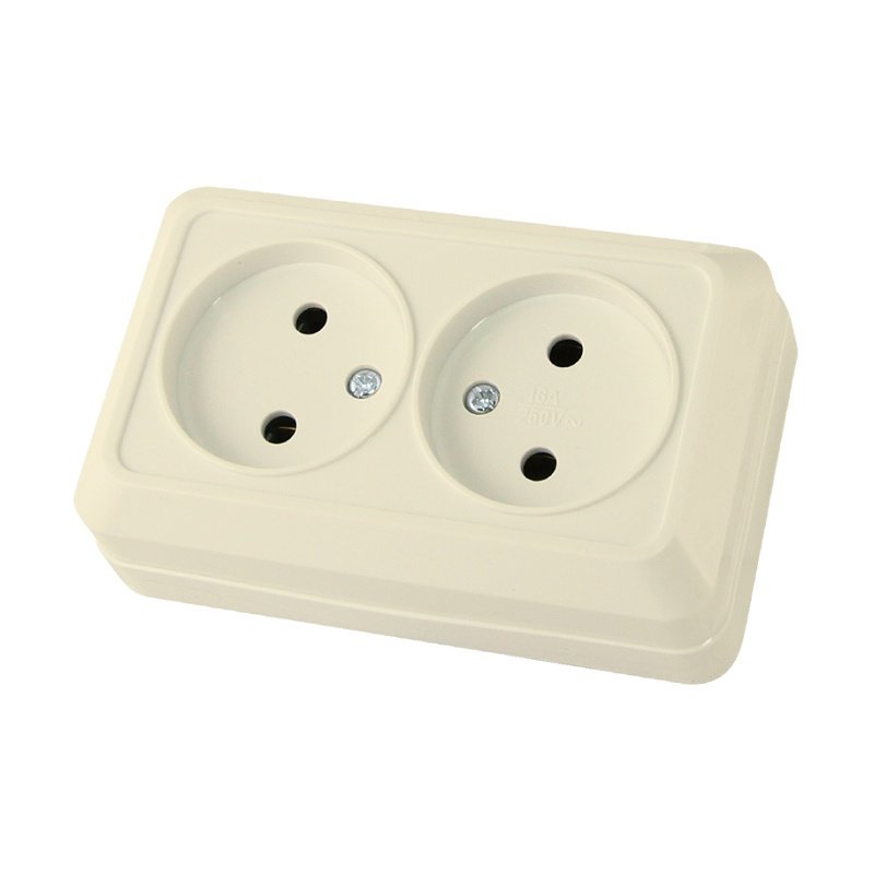 Розетка о/у Ладога SQ1801-0018, 2 гнезда, б/з, 10А, 230В, IP20 Розетка о/у Ладога SQ1801-0018, 2 гнезда, б/з, 10А, 230В, IP20