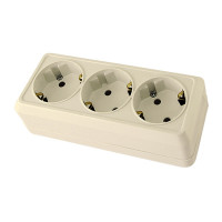 Розетка о/у Ладога SQ1801-0226, 3 гнезда, с/з, 16А, 230В, IP20
