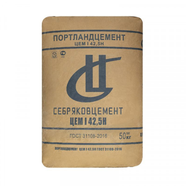 Цемент ПЦ М500 Д0 (ЦЕМ I 42,5 Н) Серебряков цемент, 50 кг