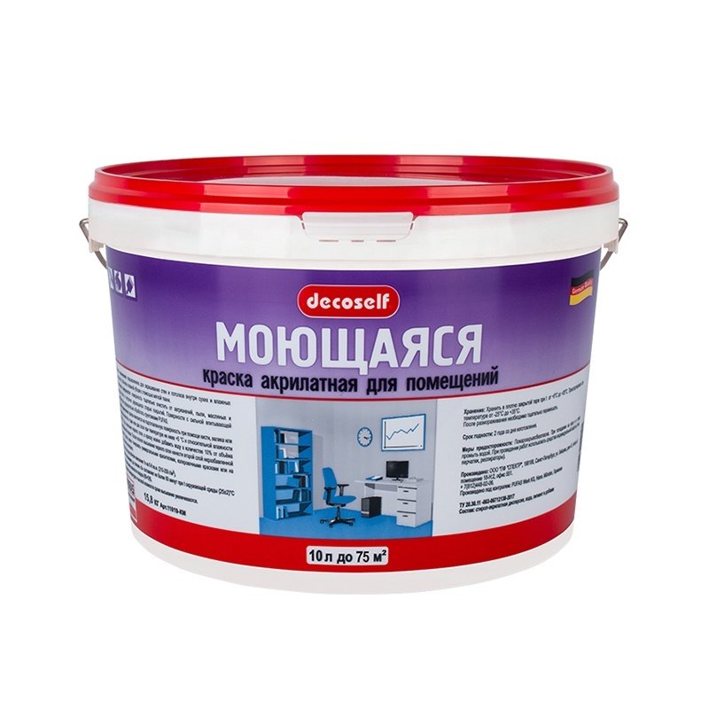 Краска моющаяся Pufas Decoself белая мороз. (15,8 кг) Краска моющаяся Pufas Decoself белая мороз. (15,8 кг)