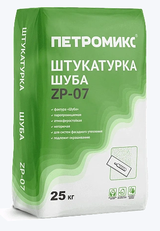 Декоративная штукатурка «Шуба» фр: 1,5мм; 2мм; 3мм Петромикс ZP-07 25 кг