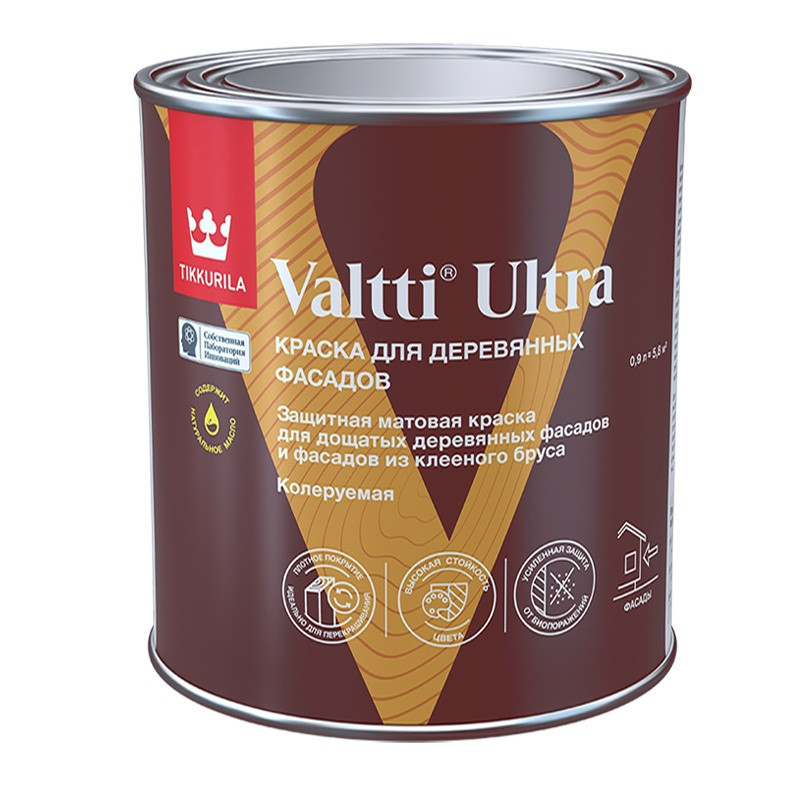 Краска для деревянных фасадов Tikkurila Valtti Ultra A матовая (0,9 л) Краска для деревянных фасадов Tikkurila Valtti Ultra A матовая (0,9 л)